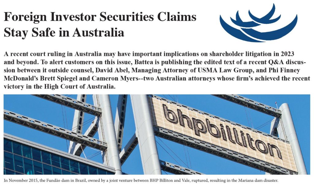 Foreign Investors Securities Claims -- Australia